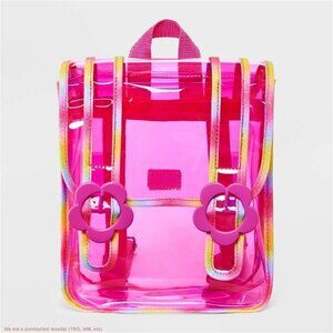 NEW Kids' 11" Rainbow Jelly Clear Mini Backpack with Flower Buckles Cat & Jack